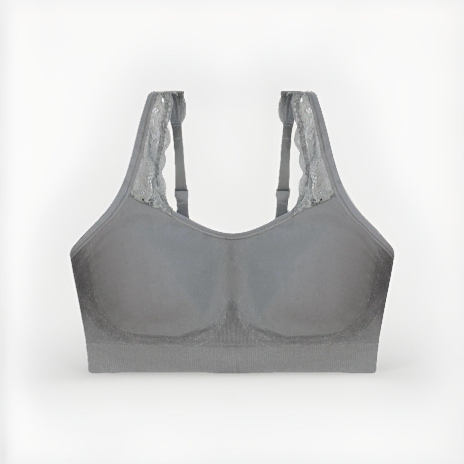 Underoutfit Adjustable Comfort Bra w/ Lace Straps-445 Gray, size Med
