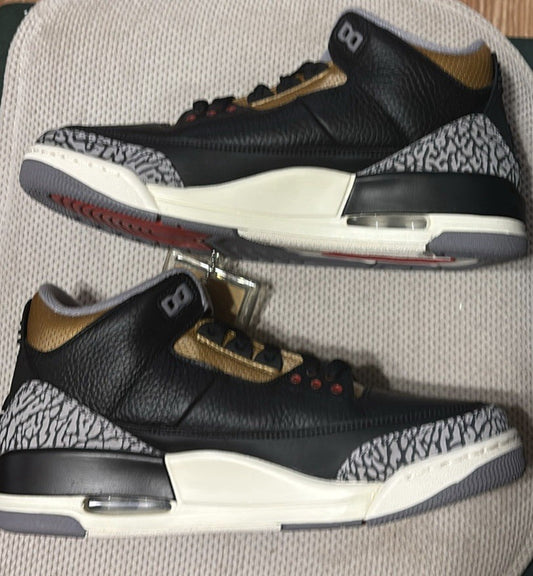 New -Nike WMNS Air Jordan 3 Retro Black Gold Sneakers CK9246-067 Women's 11