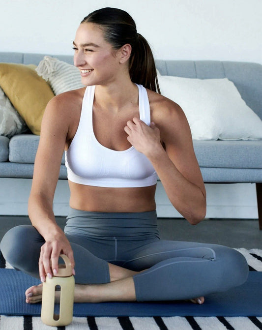 The NowSunday Racerback Sports Bra (sewn in pads) 1145 white, size 2XL
