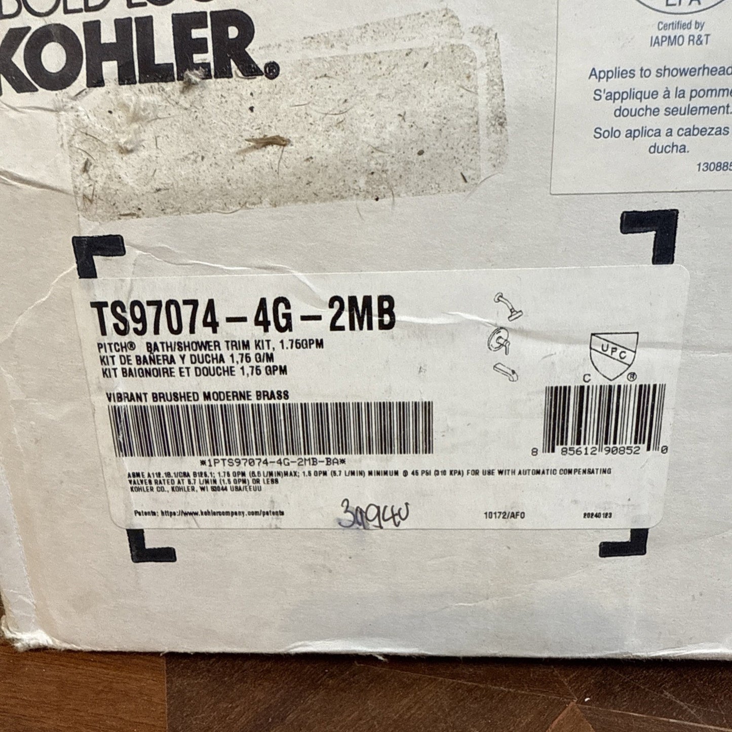 Kohler Pitch Bath/Shower Trim Kit TS97074-4G-2MB – Vibrant Moderne Brass