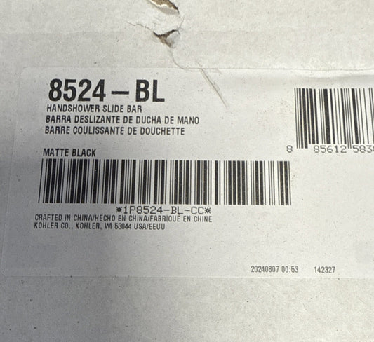 Kohler K-8524-BL 30" Shower Slide Bar – Matte Black – Adjustable Handshower Rail