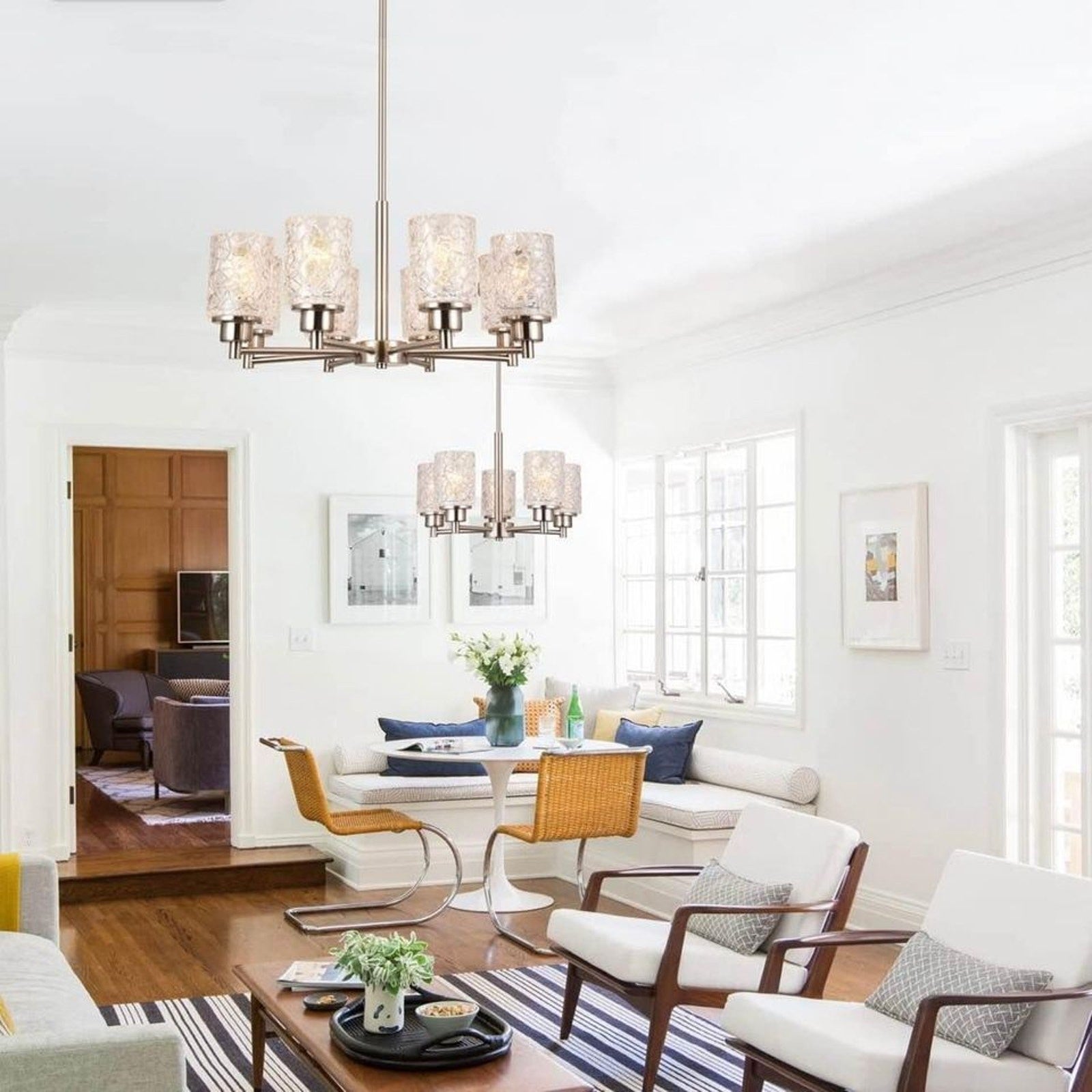 Alice House 8 Light Brushed Nickel 24” Chandelier