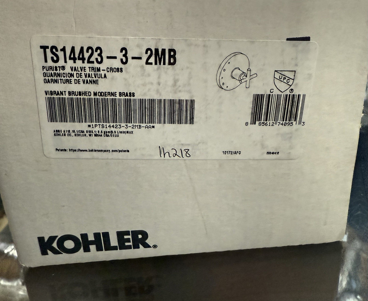 Kohler TS14423-3-2MB Purist Cross Handle Valve Trim Moderne Brass – New Open Box