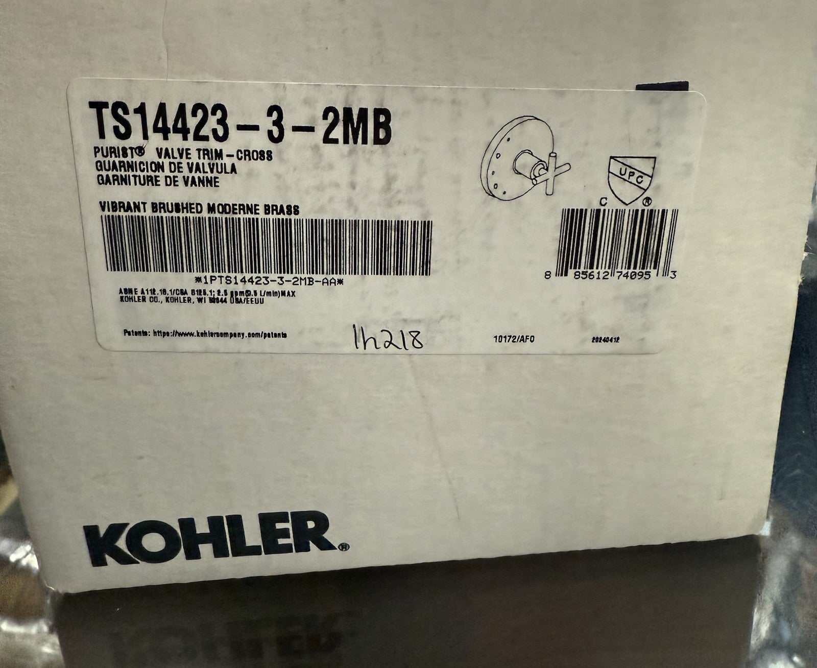 Kohler TS14423-3-2MB Purist Cross Handle Valve Trim Moderne Brass – New Open Box