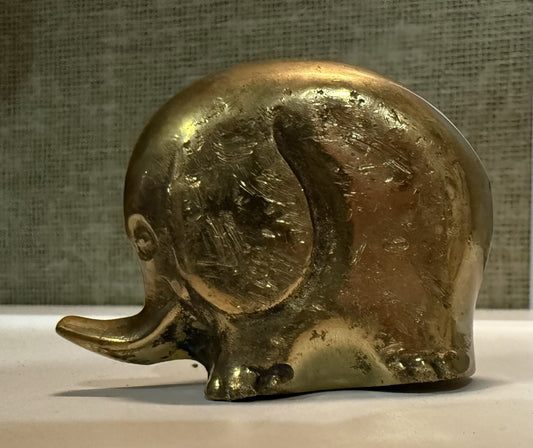Vintage Brass Elephant Paperweight | Animal Home Decor