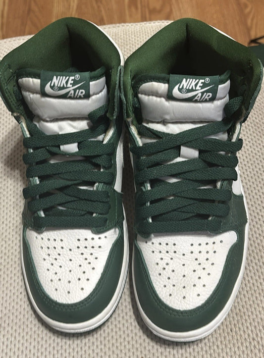 Nike Air Jordan 1 Retro High OG Green/Metallic Silver Mens 4.5 /  woman 6