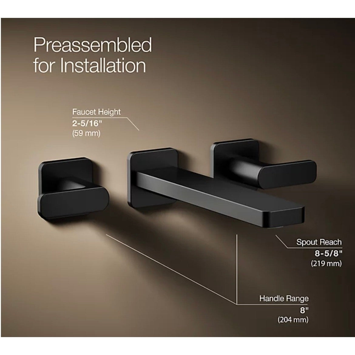 Kohler T27120-4-BL Parallel Wall Mount Bathroom Sink Faucet Trim