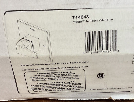 Delta T14043 Trillian Monitor 14 Valve Trim – Lever Handle Square Chrome – New O