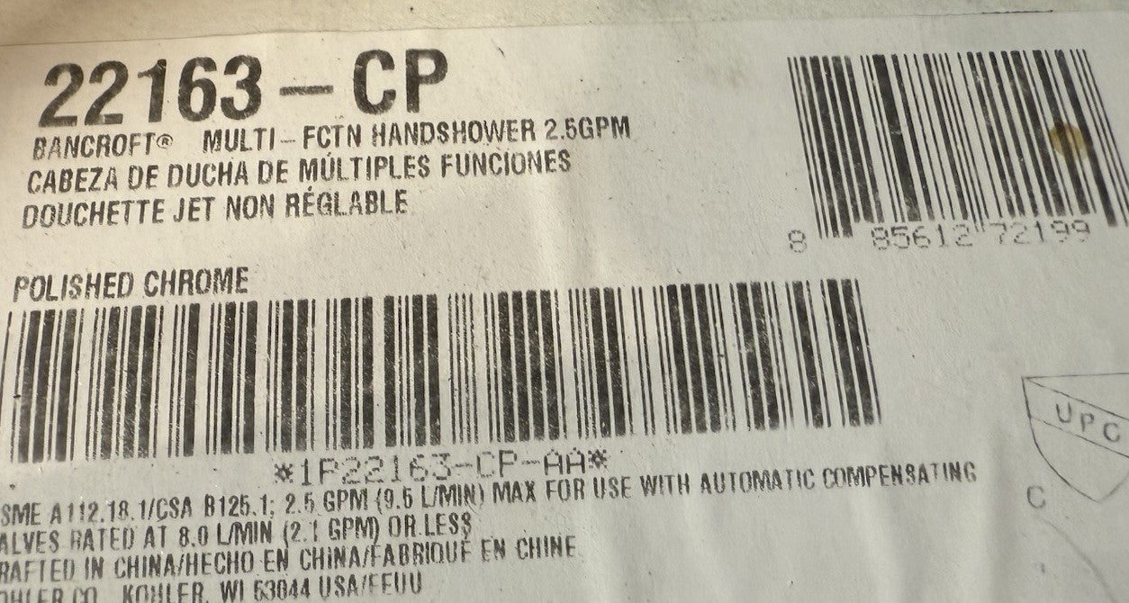 Kohler K-22163-CP Bancroft Multi-Function Handshower in Polished Chrome