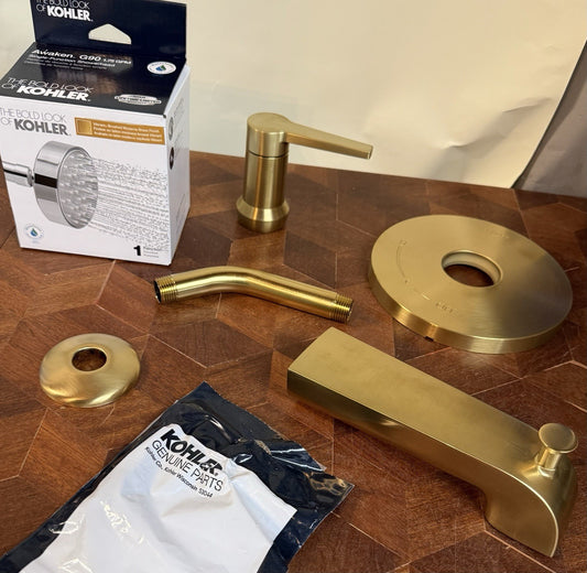 Kohler Pitch Bath Shower Faucet Trim Kit TS97074-4G-2MB Brushed Moderne Brass