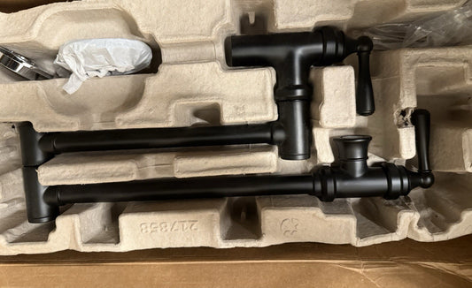 Moen S664BL Pot Filler Faucet Double Handle Wall Mount Matte Black