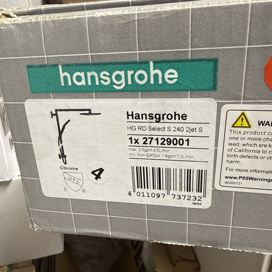 Hansgrohe Raindance Select S Showerpipe 240 – 2-Jet, 2.5 GPM (27129001, Chrome)