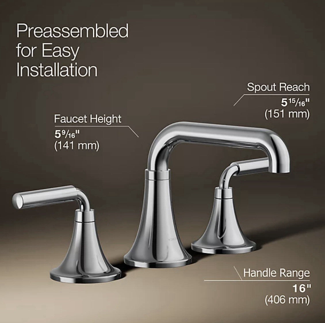 27416-4-CP Tone Widespread Bathroom Sink Faucet, 1.2 GPM, Polished Chrome