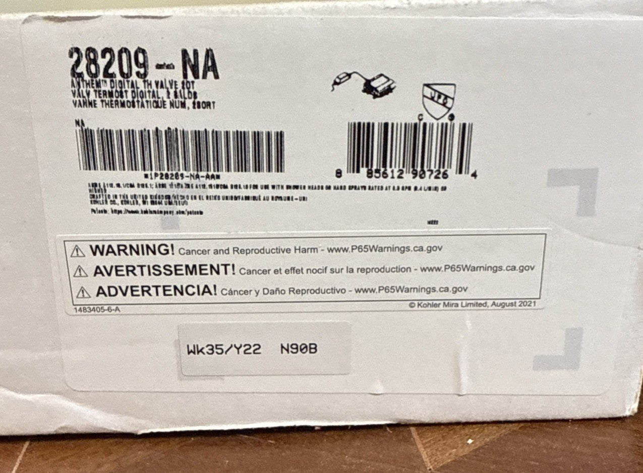 🚿 Kohler 28209-NA Anthem Digital Thermostatic Shower Valve – 2-Port