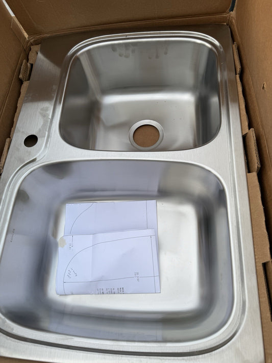 KOHLER Verse 75791‑1‑NA – 33″ Double‑Bowl Stainless Kitchen Sink, 9¼″ Deep