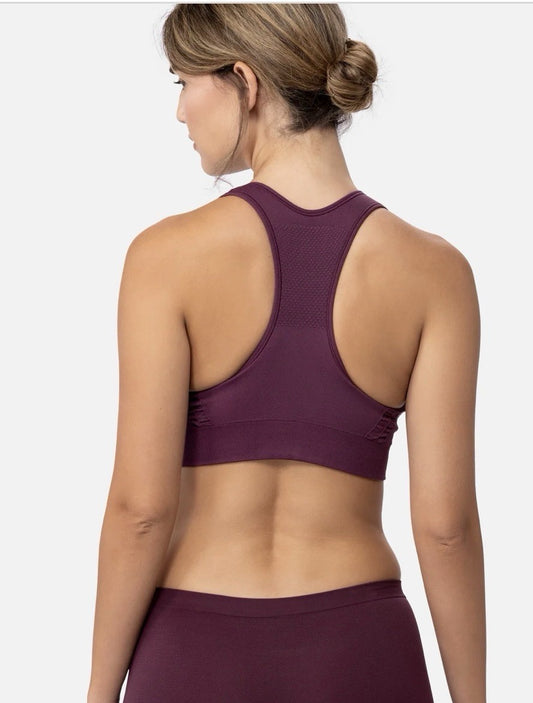 The NowSunday Racerback Sports Bra (sewn in pads) 1145 Size M- Plum