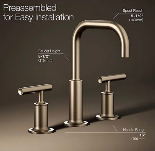 Kohler Purist Widespread Bathroom Faucet – Brushed Bronze | K-14406-4-Bv