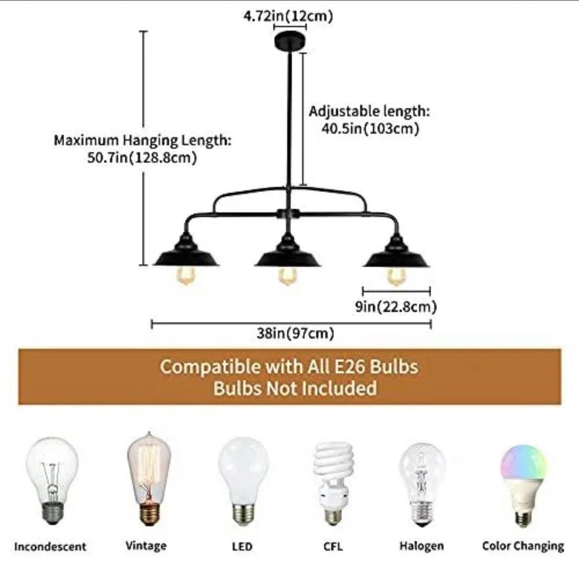 Puzhi Home Black Pendant Lighting Fixture