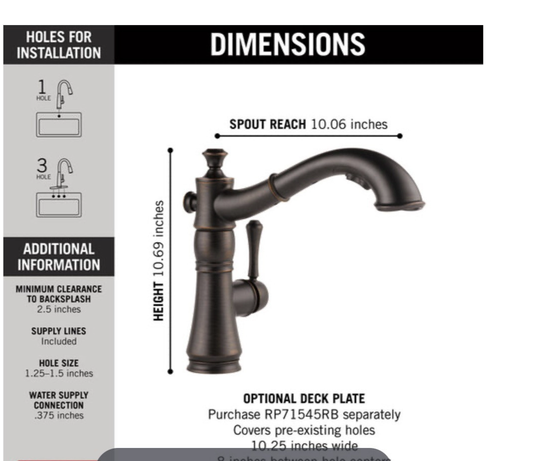 Delta Cassidy 4197-RB-DST Venetian Bronze Pull-Down Kitchen Faucet – Single Hand