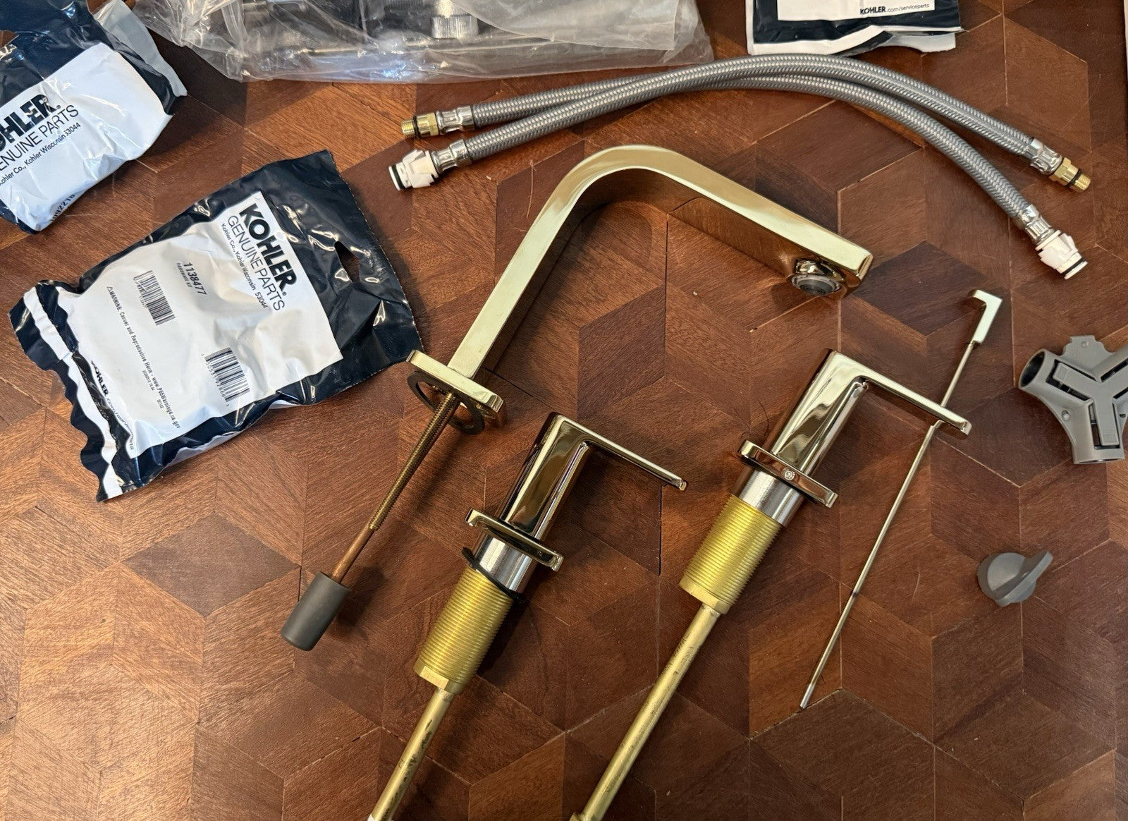 Kohler 23484-4-AF Parallel Widespread Lavatory Faucet – Vibrant French Gold