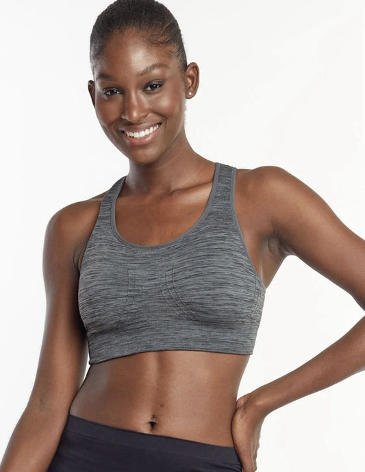 The NowSunday Racerback Sports Bra (sewn in pads) 1145 Heather Gray XL