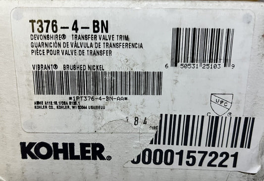 Kohler T376-4-BN Devonshire Trim for Transfer Lever Handle - Brushed Nickel