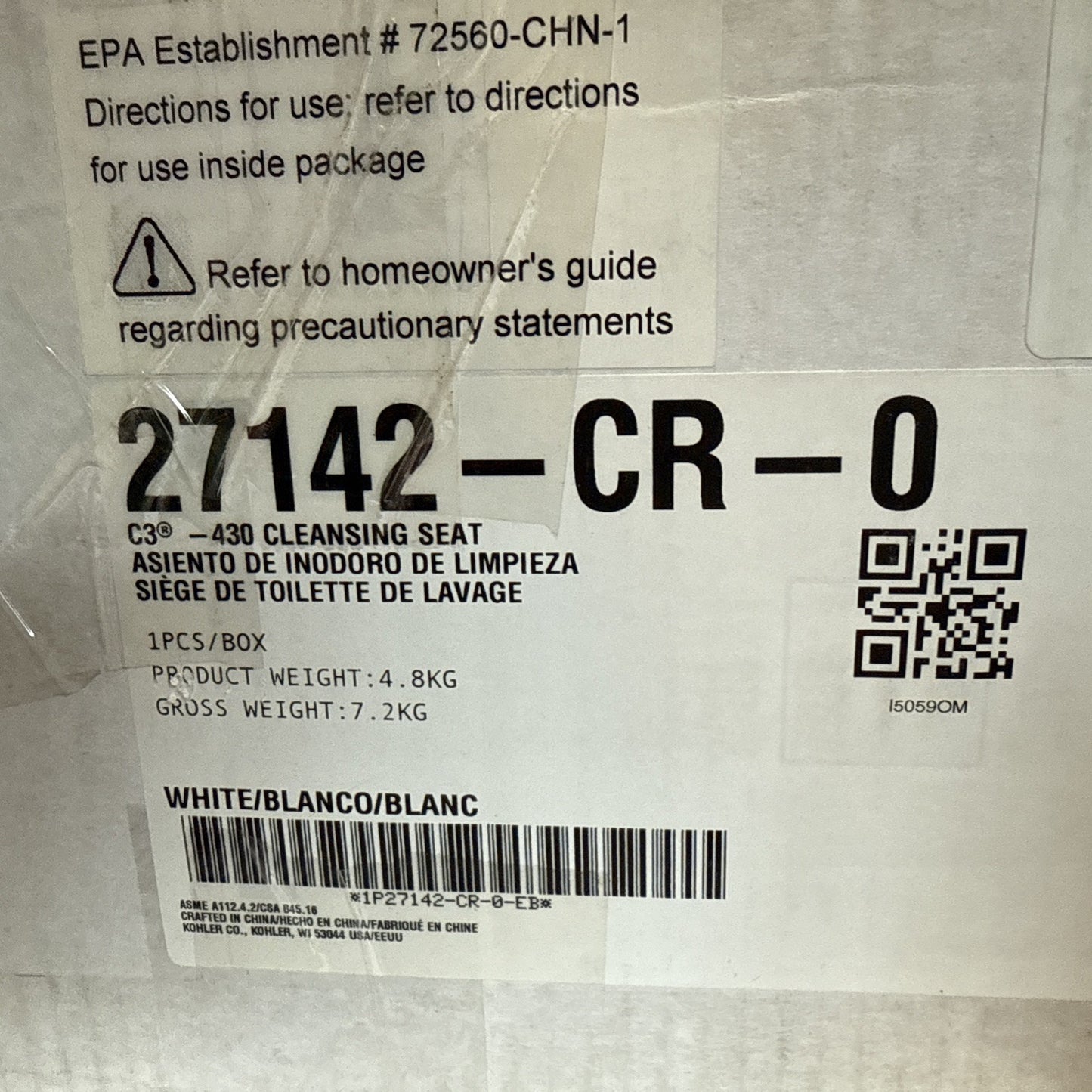 Kohler C3-430 Nightlight Heated Elongated Bidet Toilet Seat - White...