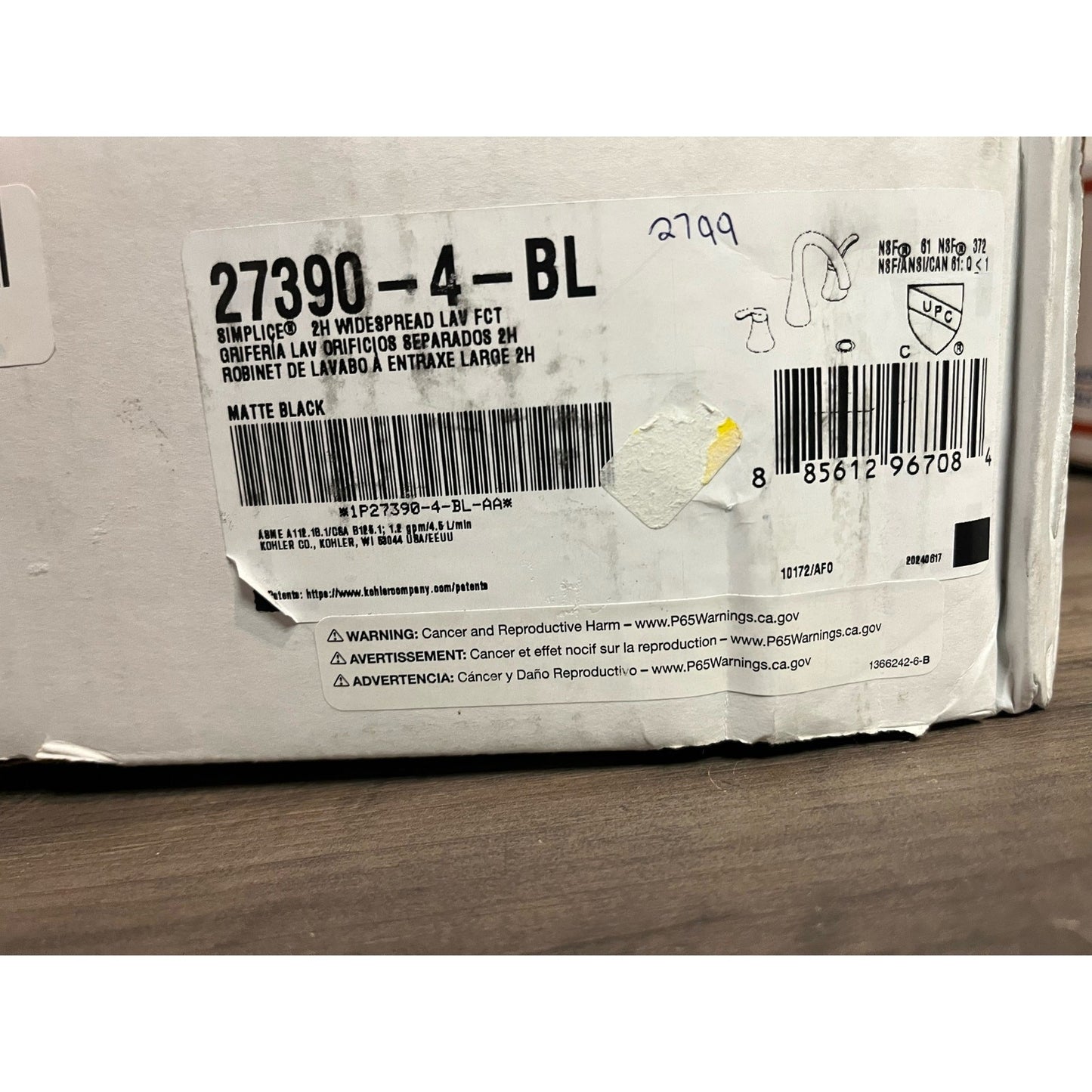 Kohler 27390-4-BL Simplice Widespread Bathroom Faucet Matte Black 1.2 GPM