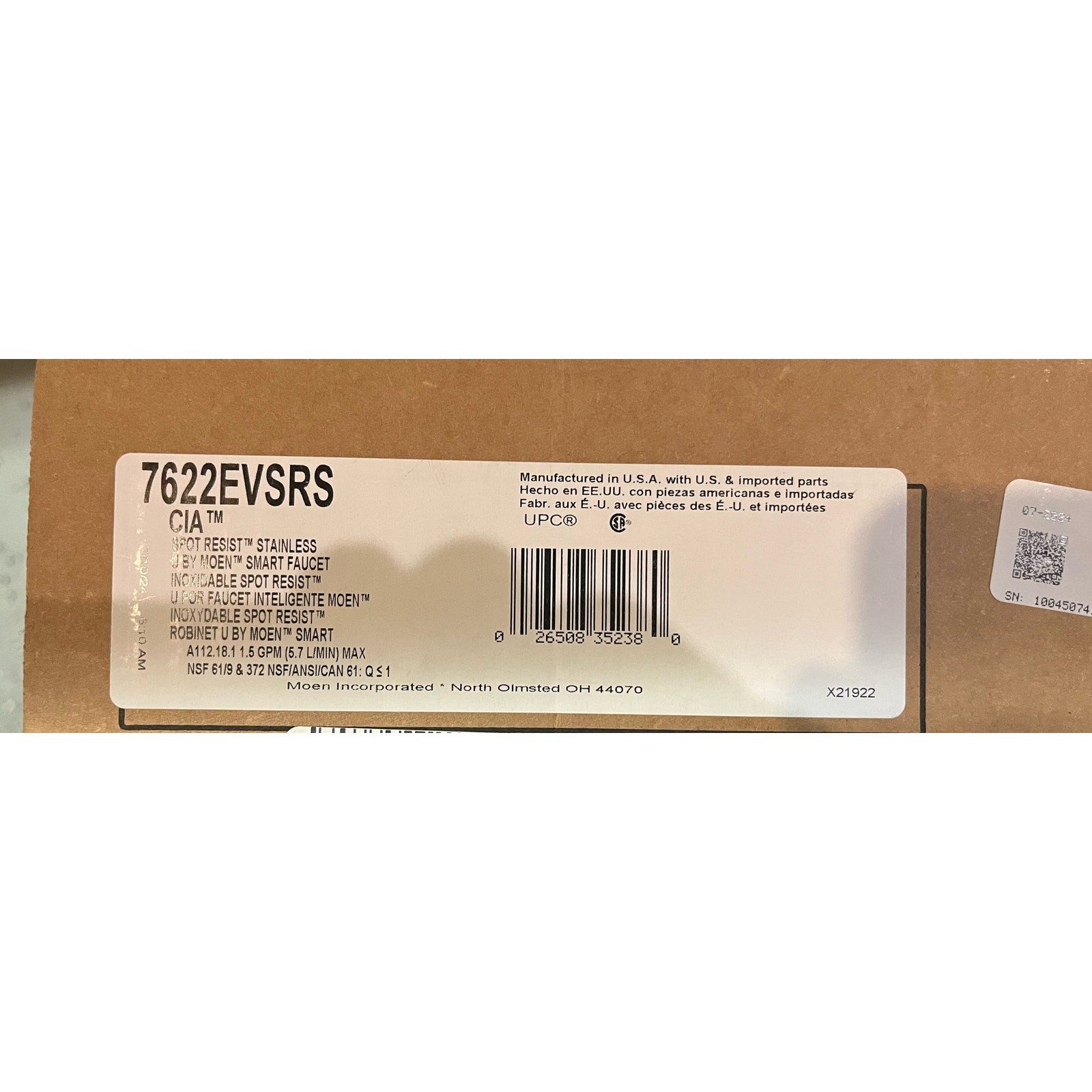 Moen 7622EVSRS CIA Smart Pulldown Touchless Kitchen Faucet -Stainless