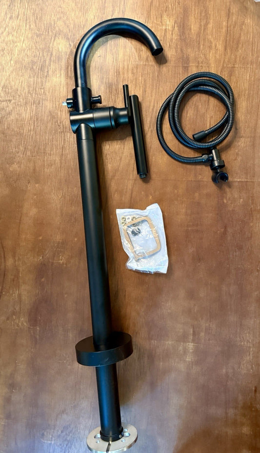 Delta Trinsic T4759-BLFL Floor Mount Tub Filler Trim with Hand Shower