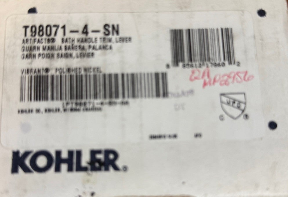 🛁 Kohler K-T98071-4-SN Artifacts Lever Handles – Roman Tub Filler Trim (Nickel)