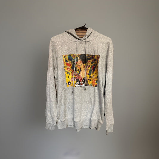 Gustav Klimt - Lady with a fan-Immersive Experience- Pullover Hoodie, Gray Small