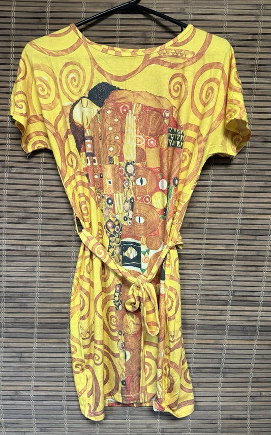 GUSTAV KLIMT "The Kiss" t-shirt dress Size Large
