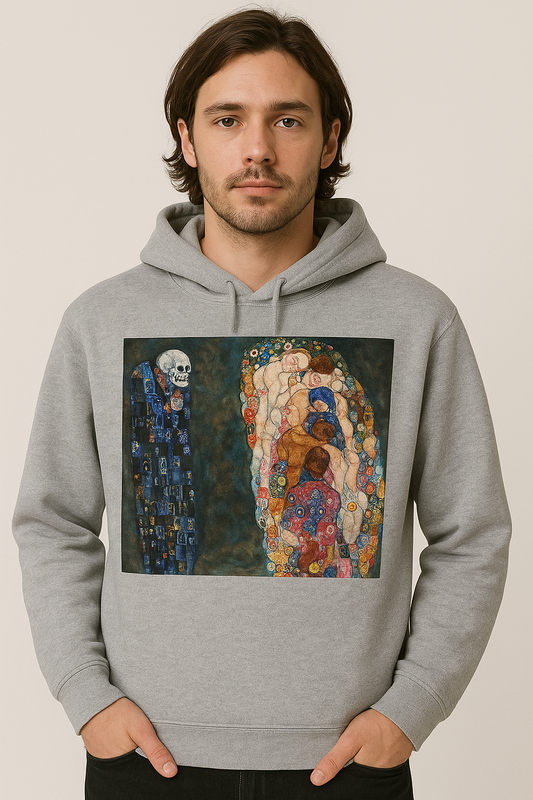 Gustav Klimt "Life & Death" Hoodie – Immersive Exhibit Gray Pullover