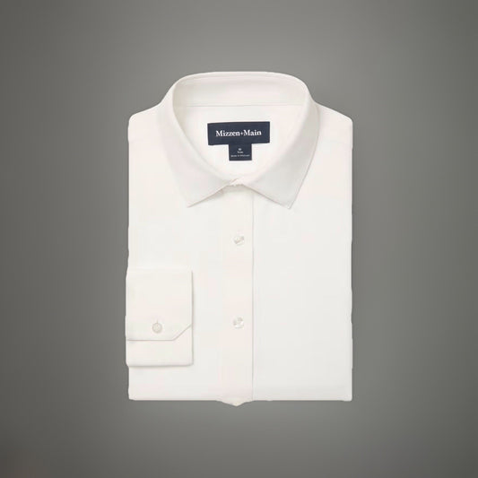 Mizzen+Main Bateman Performance Dress Shirt – White | Medium Trim Fit Tall | Wri