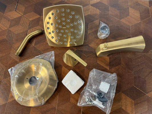 Moen Lindor 82504BG Tub & Shower Faucet – Brushed Gold, Valve & Rainshower 🚿