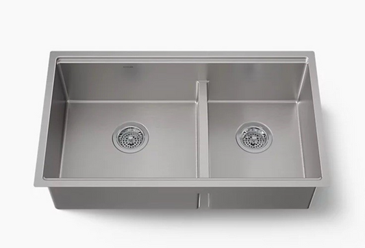 Kohler K-33664-PC-NA Strive 32" Undermount Double Bowl Workstation Sink