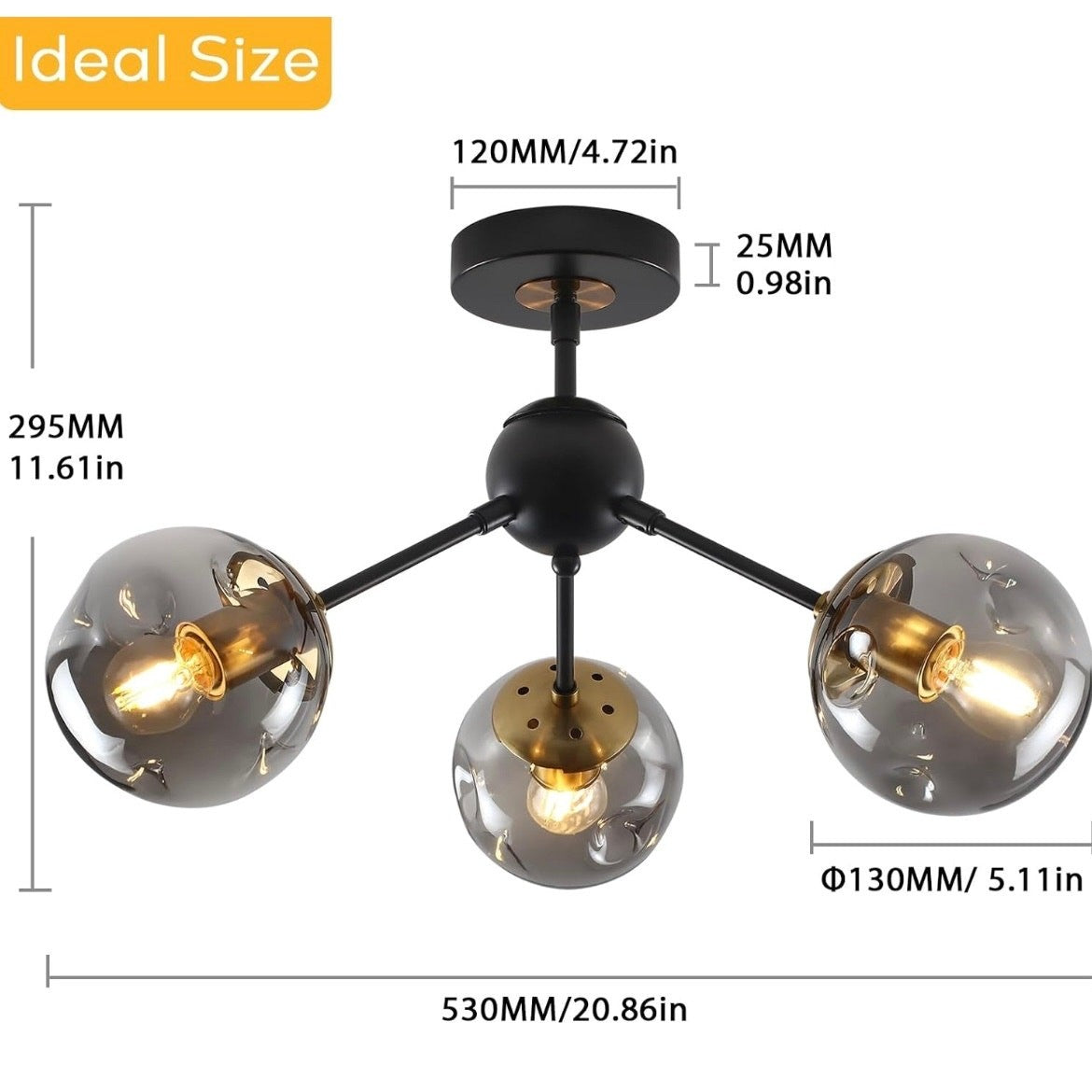YNZEFLY 3 light Ceiling Light Fixture