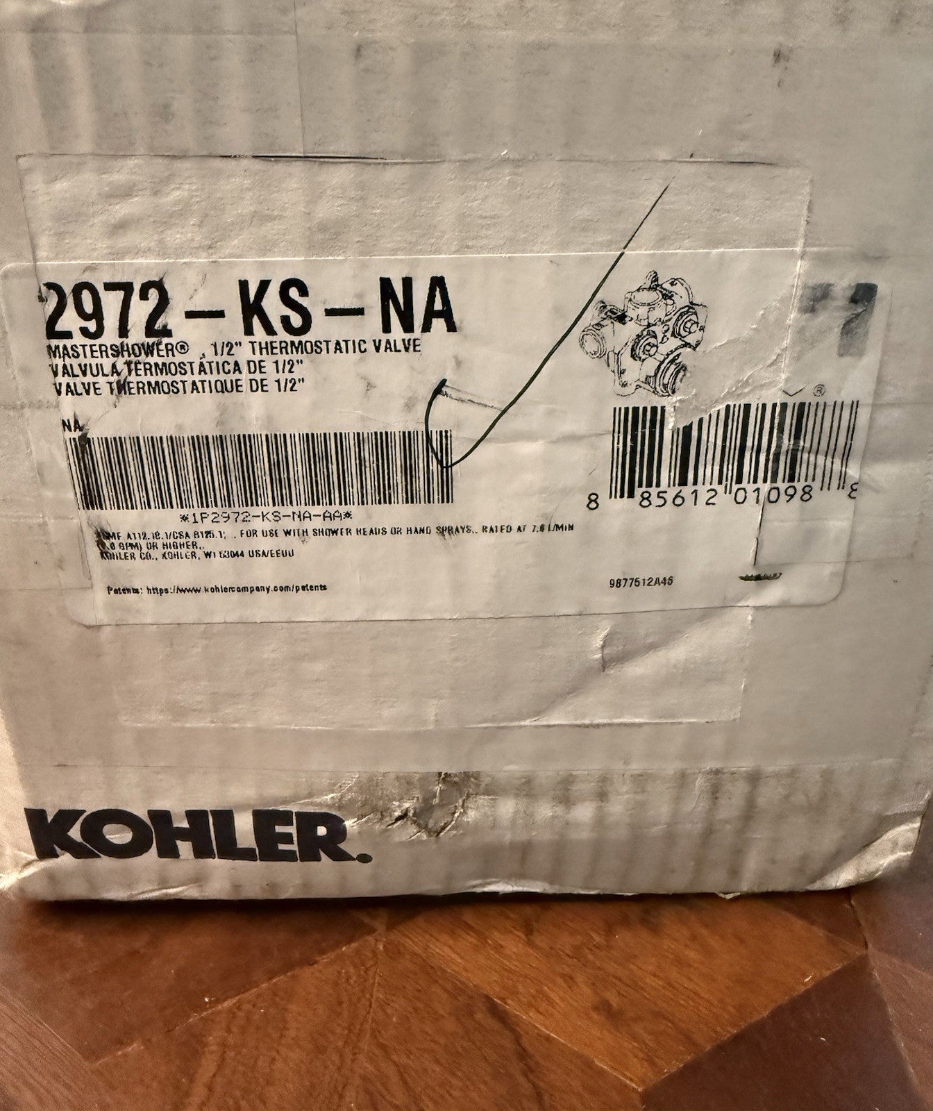 Kohler MasterShower 2972-KS-NA 1/2" Thermostatic Mixing Valve - Brass
