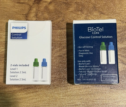 Philips Glucose Control Solution Level 1 & 2 Sealed Vials 2.5ml Each  exp8/6/25