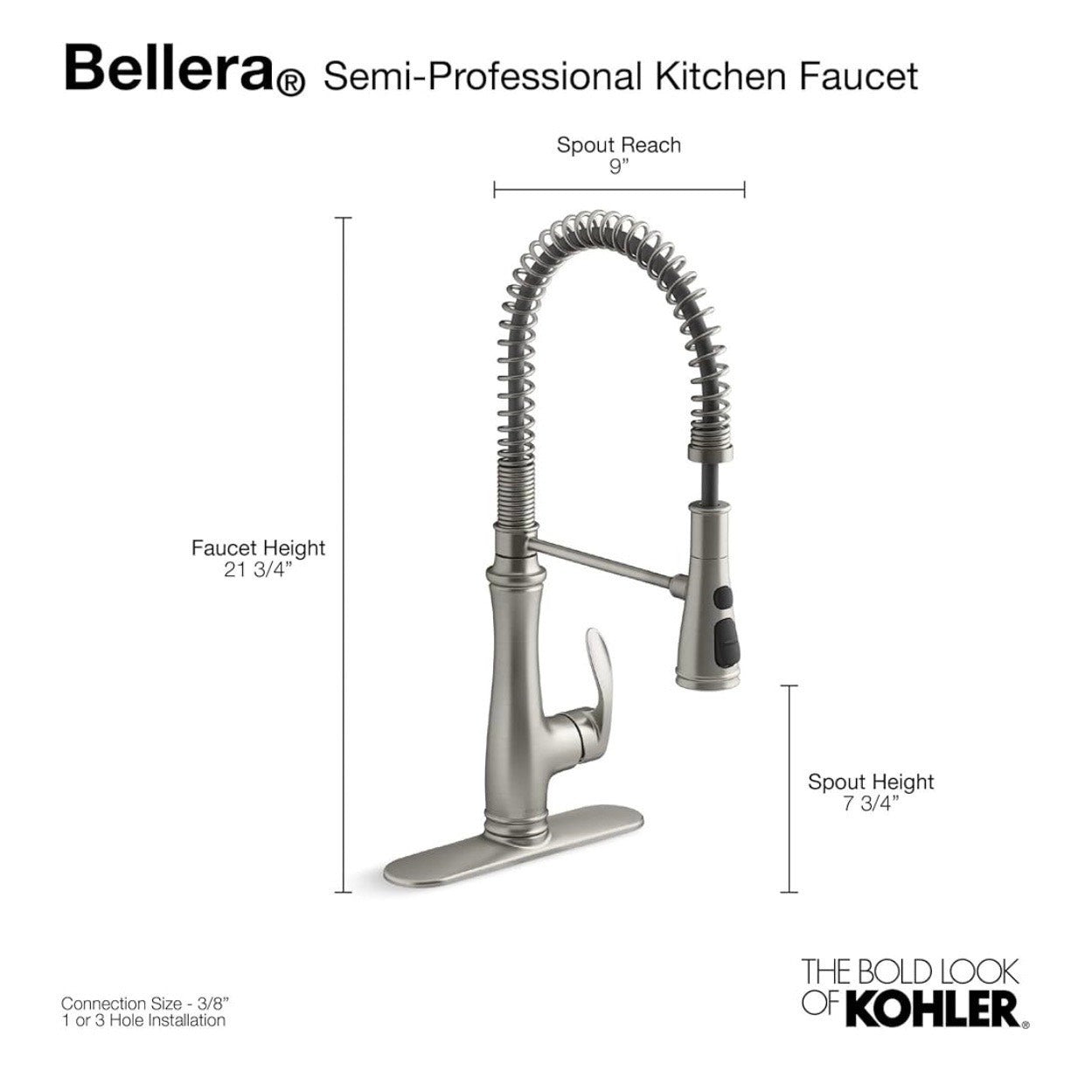 Kohler 29106-VS Bellera Pull-Down Kitchen Faucet – Vibrant Stainless