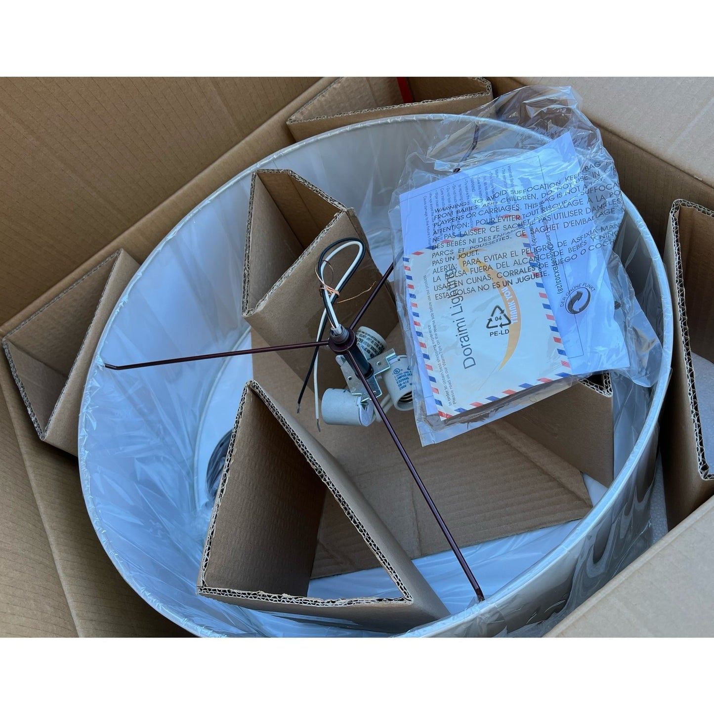 Doraimi Semi Flush Mount Ceiling Light with  20" Fabric Drum Shade