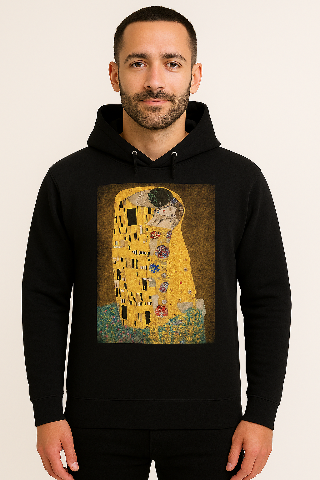Gustav Klimt - The Kiss, Immersive Experience Black Hoodie, size XL