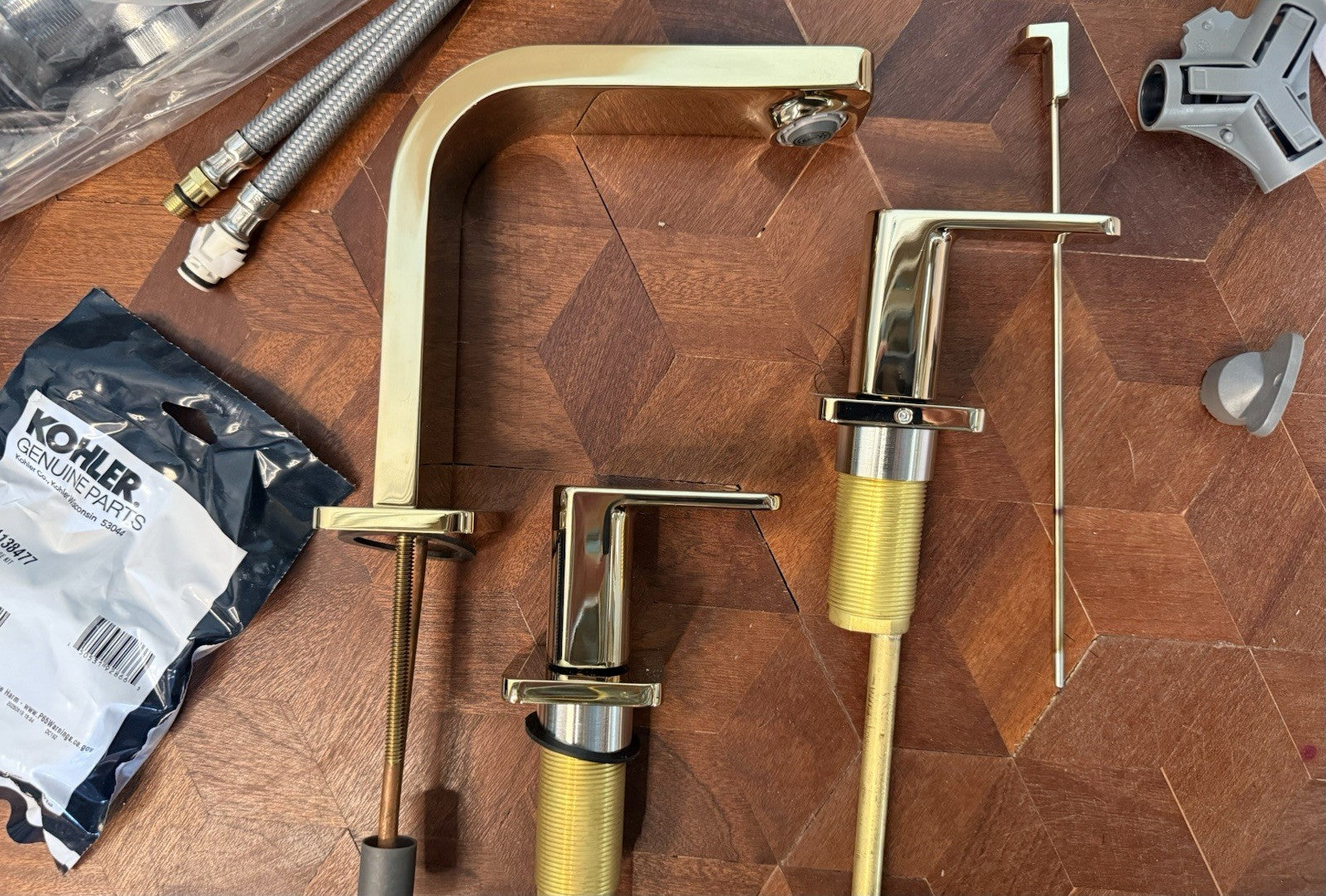 Kohler 23484-4-AF Parallel Widespread Lavatory Faucet – Vibrant French Gold