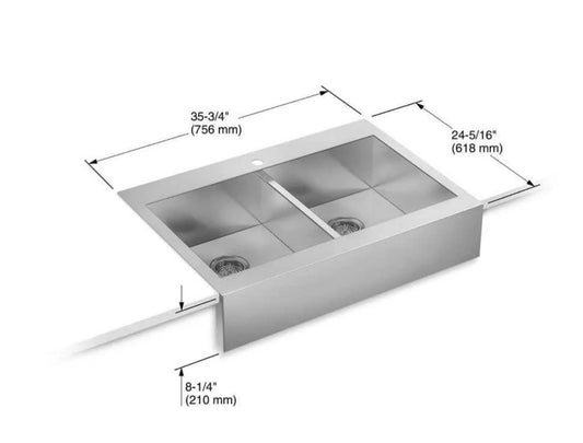 Kohler Vault 36″ Top-Mount Double-Bowl Farmhouse Sink (Model 3944-1-NA)