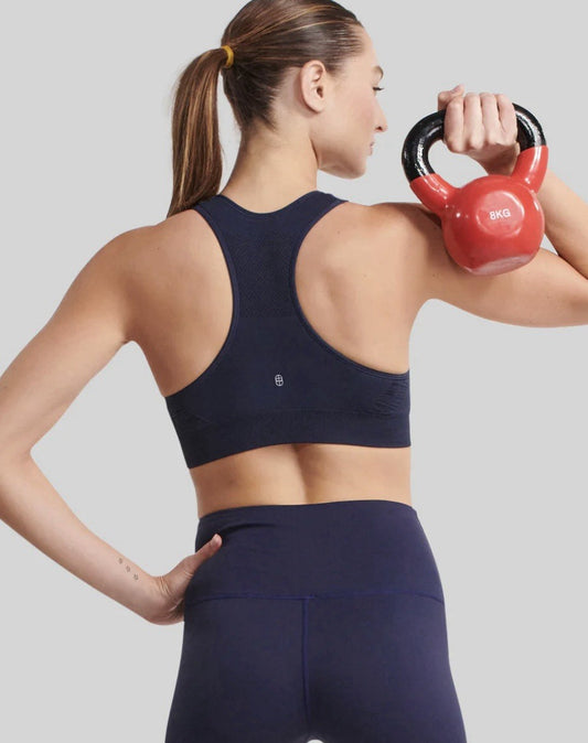 The NowSunday Racerback Sports Bra (sewn in pads) 1145 Navy, Size L
