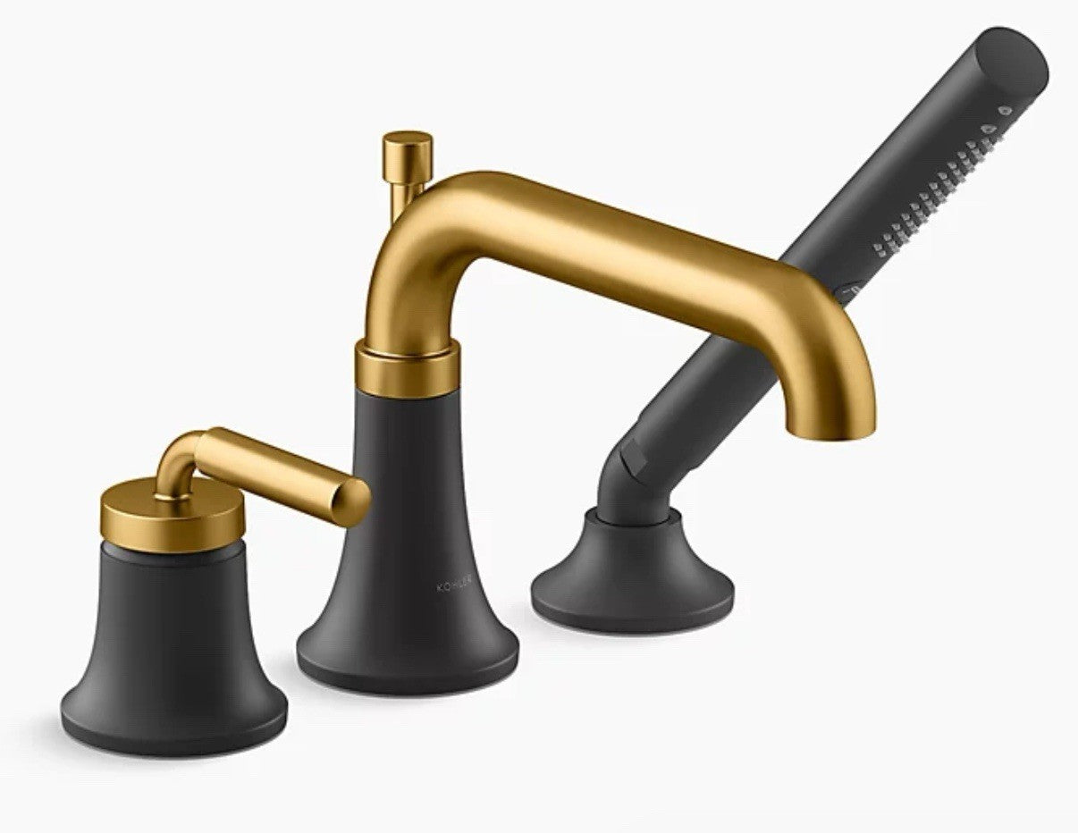 Kohler Tone Deck Mount Roman Bathtub Faucet Black Brass K-26441-4-BMB