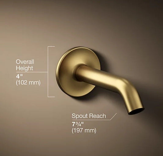 Kohler 14426-2MB Purist Wall Mount Bath Spout – Brushed Moderne Brass