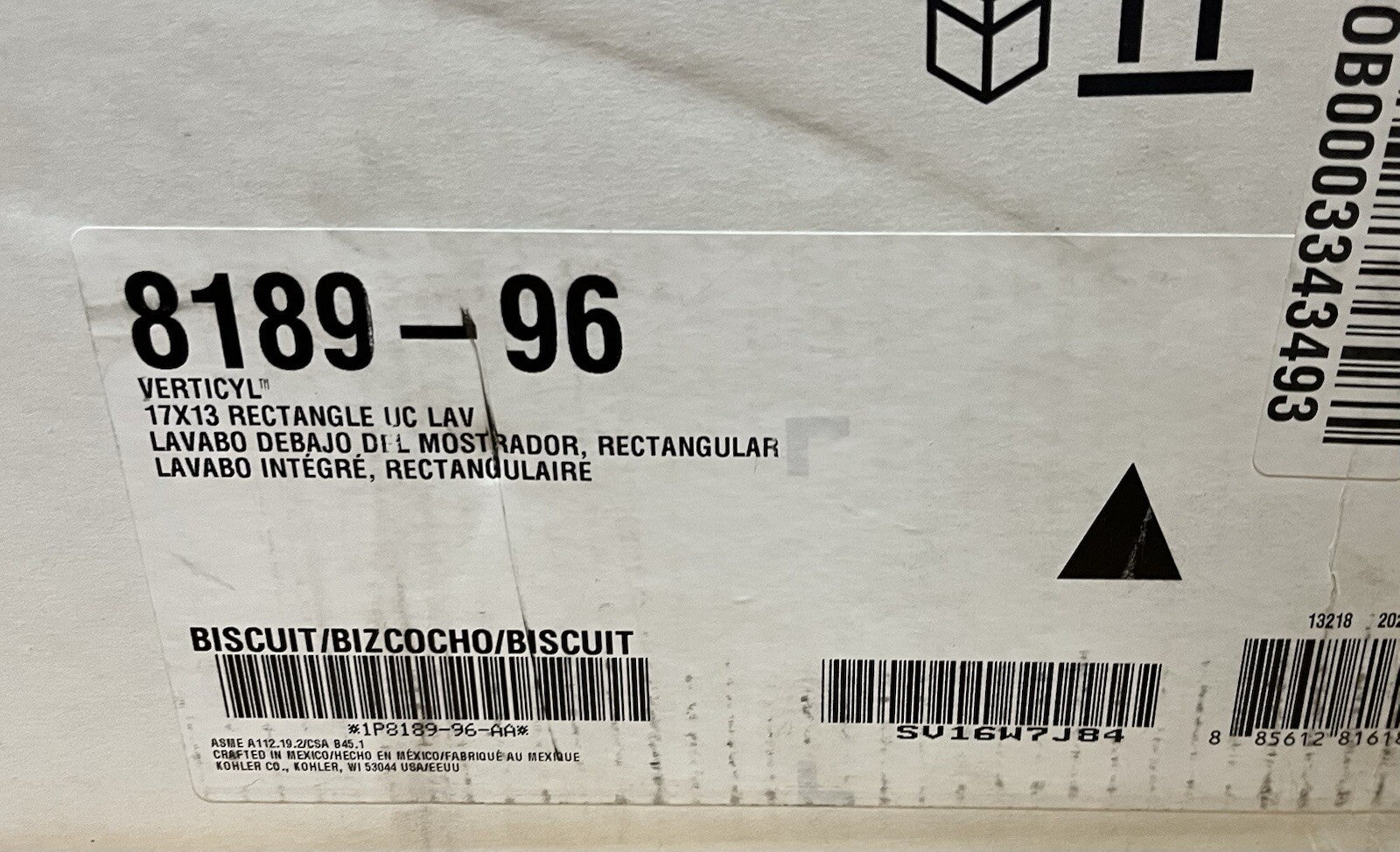 🔹 Kohler K-8189-96 Verticyl 17" Rectangular Undermount Bathroom Sink – Biscuit