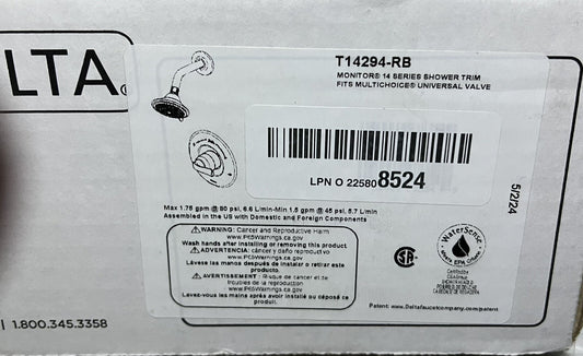 Delta T14294-RB Linden Monitor 14 Series Shower Trim Oil Rubbed Bronze
